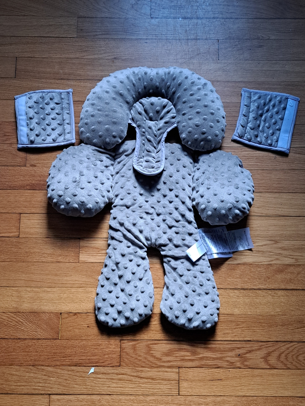 Perfection Gray Minky Baby Support Insert with Strap Covers